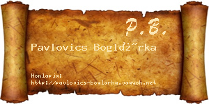 Pavlovics Boglárka névjegykártya
